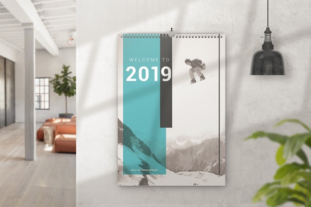 Interior wall calendar mockup PSD Template