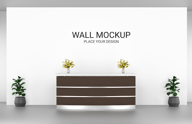 Download Premium PSD | Interior wallpaper mockup for reception