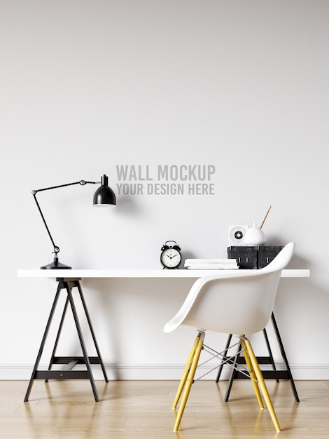 Download Interior workspace wall mockup | Premium PSD File