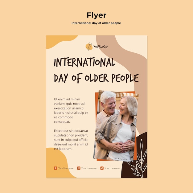 Free PSD | International day of older people poster template