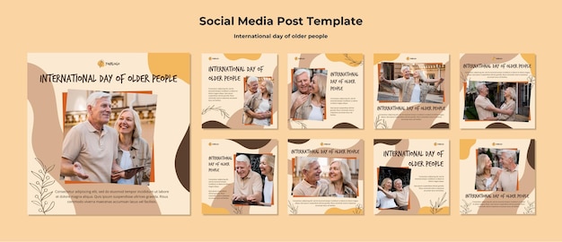 Free PSD | International day of older people social media post template