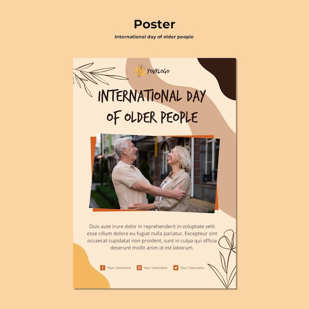 Free PSD | International day of older people template poster