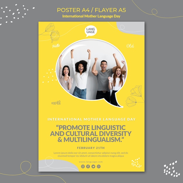 Free PSD | International mother language day poster