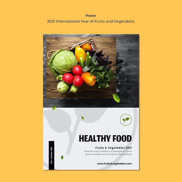 Free PSD | International year of fruits and vegetables flyer template