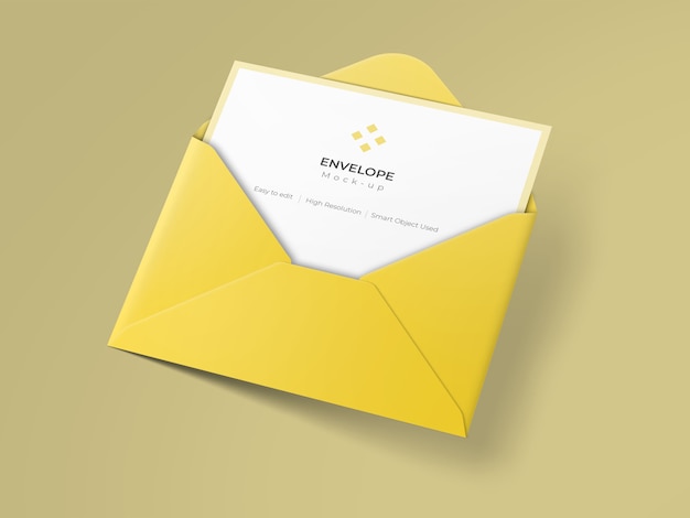 Download Premium Psd Invitation Card Mockup On Open Envelope