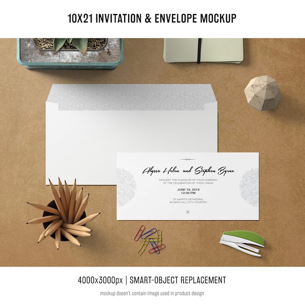 Download Invitation and envelope mockup | Free PSD File