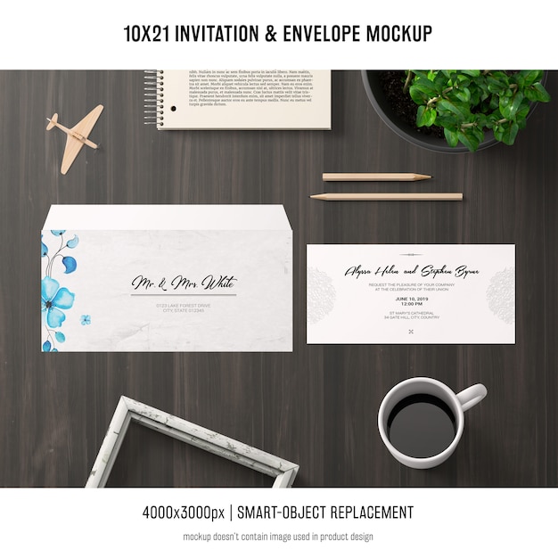 Download Invitation and envelope mockup | Free PSD File