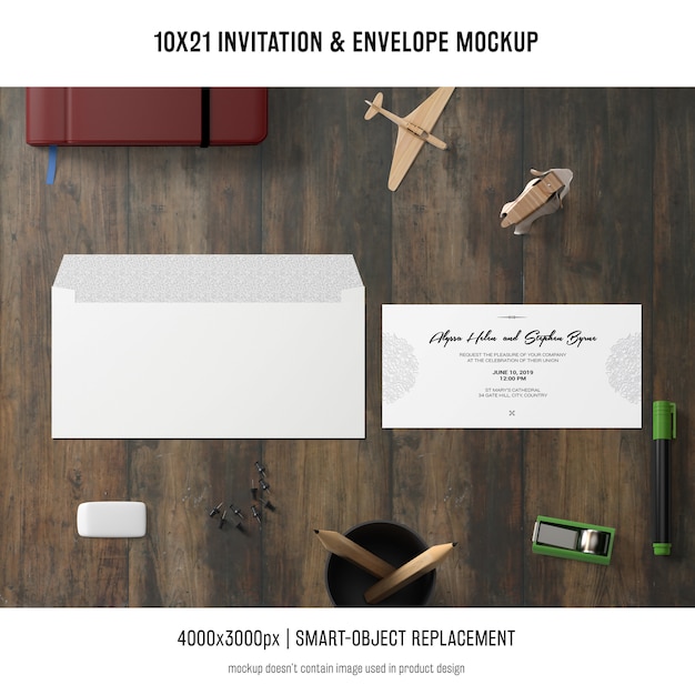 Download Free Psd Invitation And Envelope Mockup