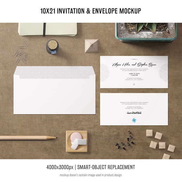 Download Invitation and envelope mockup | Free PSD File