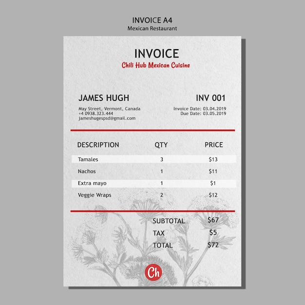 restaurant invoice template excel