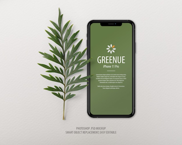Download Iphone screen mockup template with forest leaves | Premium ...