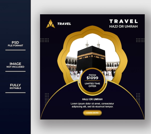 Islamic Umrah And Hajj Tour And Travel Banner Template | Premium PSD File