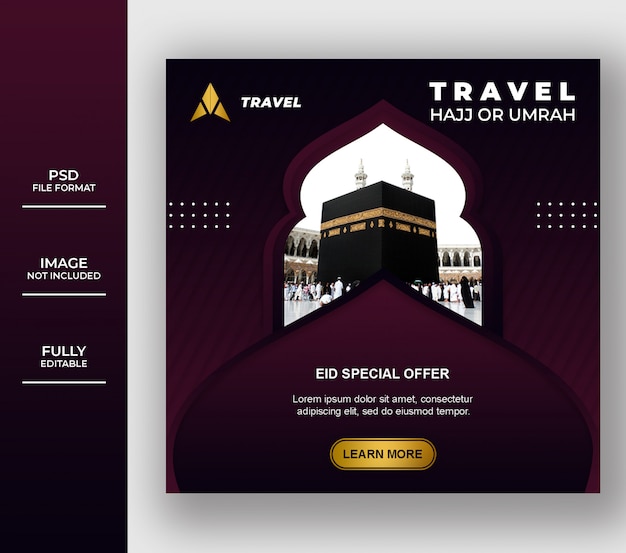 Premium PSD | Islamic Umrah And Hajj Tour And Travel Banner Template