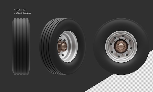  Isolated city bus rear wheel rim and tire Premium Psd