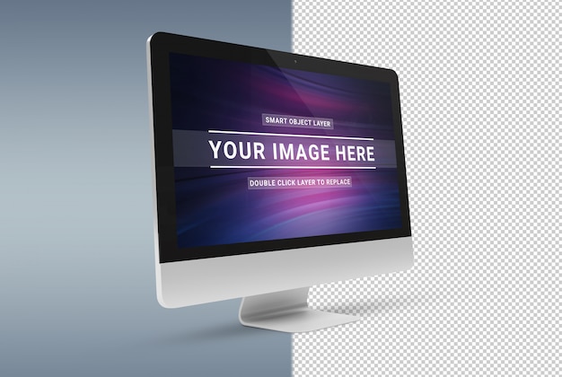 Isolated cut out modern computer with shadow mockup Premium Psd