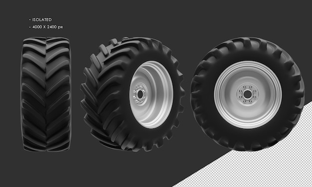  Isolated tractor rear wheel rim and tire Premium Psd