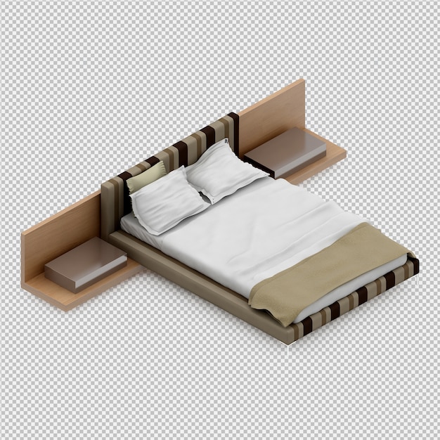 Premium PSD | Isometric bed 3d render