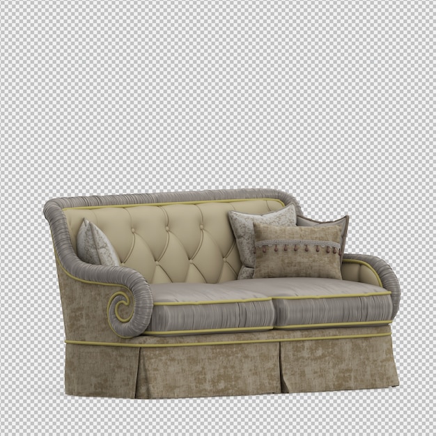 Isometric sofa  3d  isolated render PSD file Premium Download