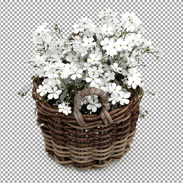 Isometric white plant in basket PSD Template