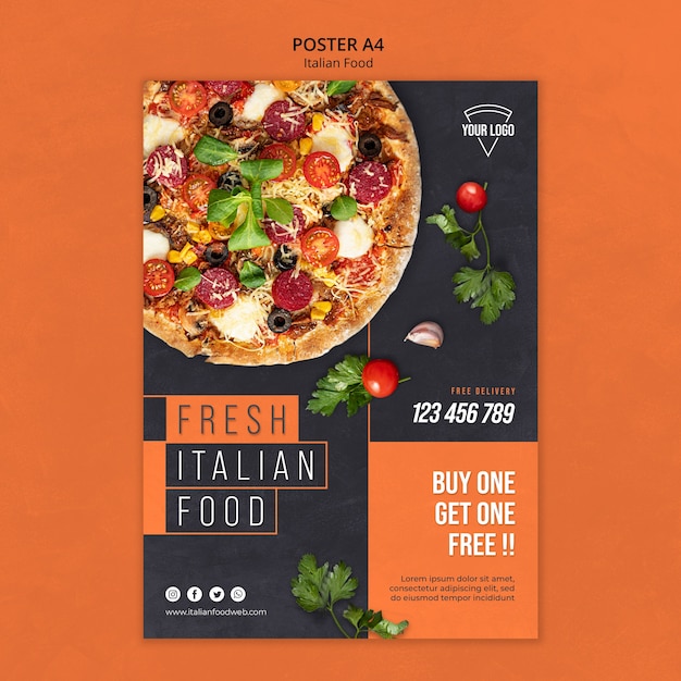 Free PSD Italian food poster concept