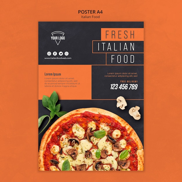 Free PSD | Italian food poster design