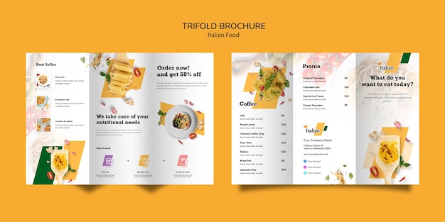 Italian food trifold brochure design Free Psd