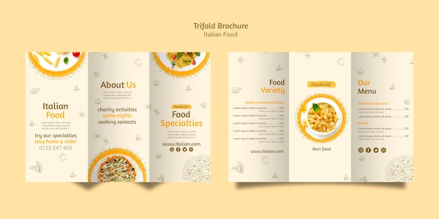 Italian food trifold brochure Free Psd