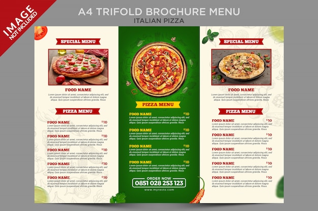 Premium PSD | Italian pizza trifold brochure menu series template