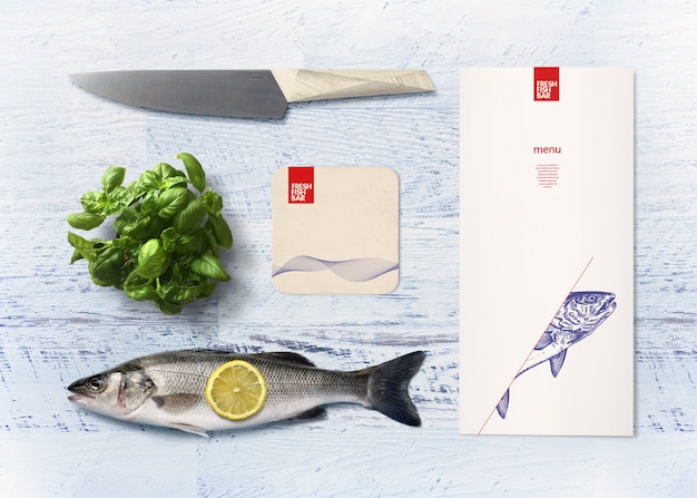 Download Japanese cuisine stationery business identity elements mockup branding PSD file | Premium Download