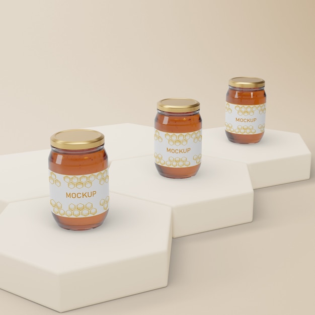 Download Free Psd Jars With Natural Honey On Table