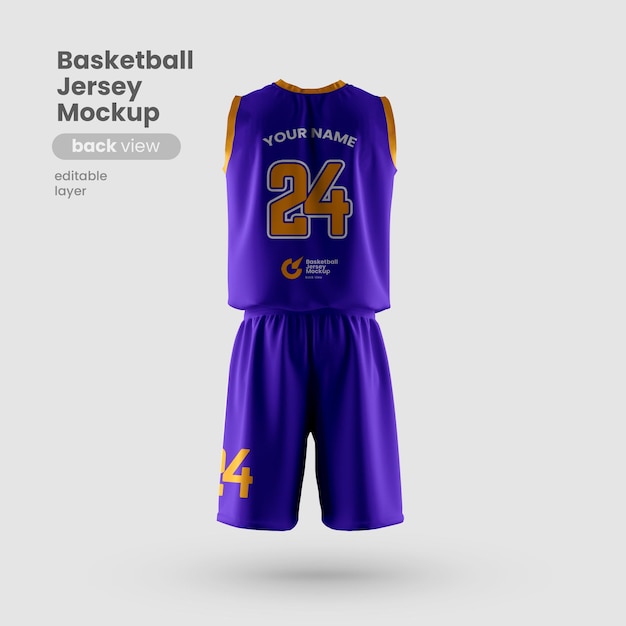 Premium Psd Jersey Mockup For Basketball Club Back View