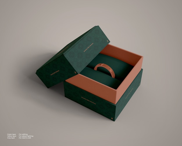 Download Jewelry box mockup with a ring inside | Premium PSD File