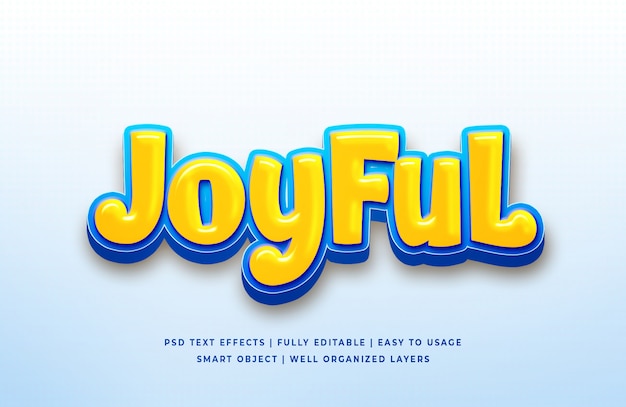 Joyful cartoon 3d text style effect | Premium PSD File