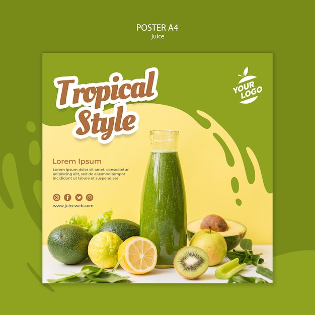 Free PSD | Juice bar square flyer template