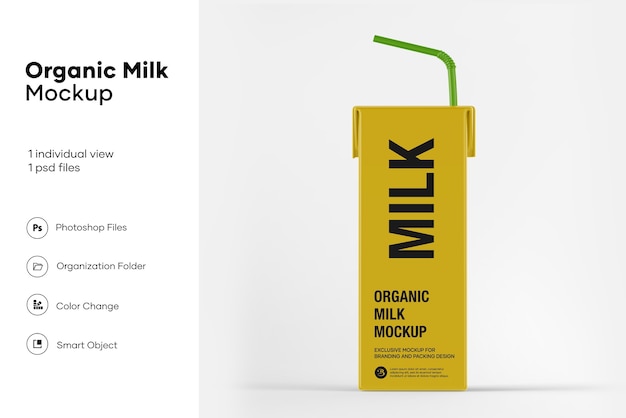 Download Premium PSD | Juice carton box with straw mockup