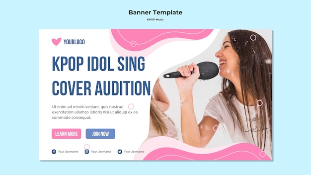 Download Free Psd K Pop Banner Template With Photo Of Girl Singing PSD Mockup Templates