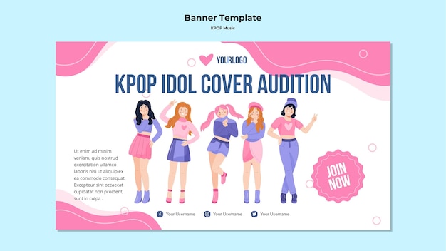 K-pop horizontal banner template | Free PSD File