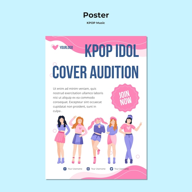 Download Free Psd K Pop Poster Template With Illustration PSD Mockup Templates