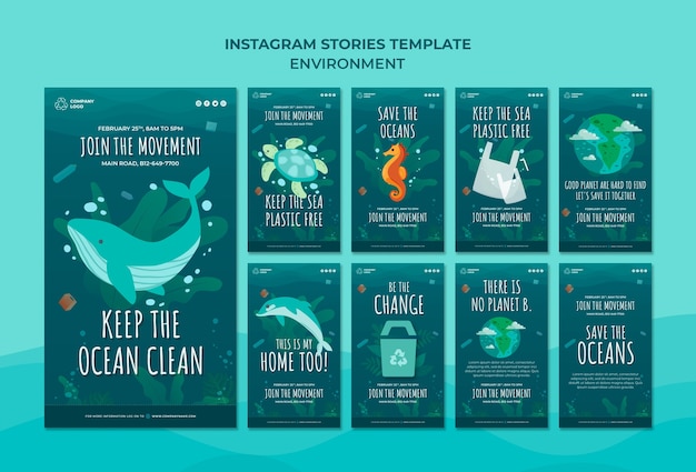 Keep the ocean clean instagram stories template | Free PSD File