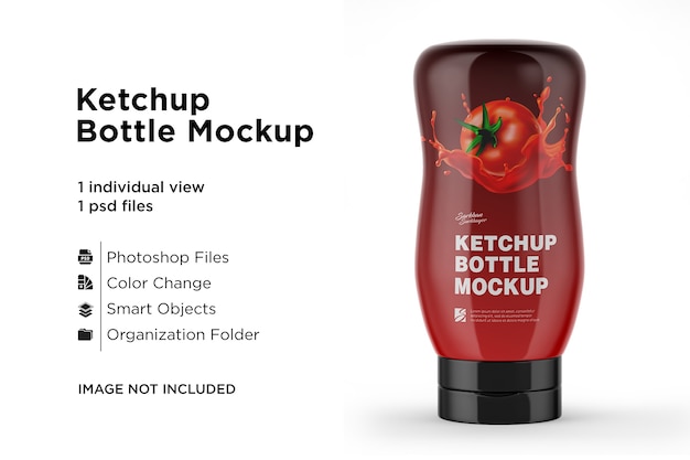 Premium PSD | Ketchup bottle upside down mockup