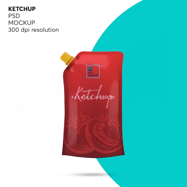 Premium PSD | Ketchup doypack bag mockup