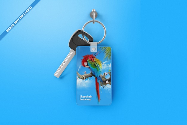 Download Key with keychain hanging on a hook mockup | Premium PSD File