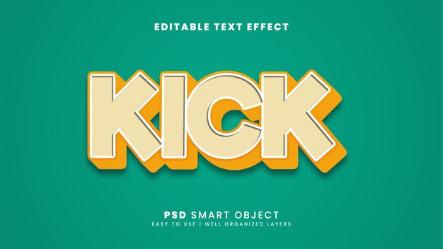 Premium PSD | Kick 3d editable text effect template