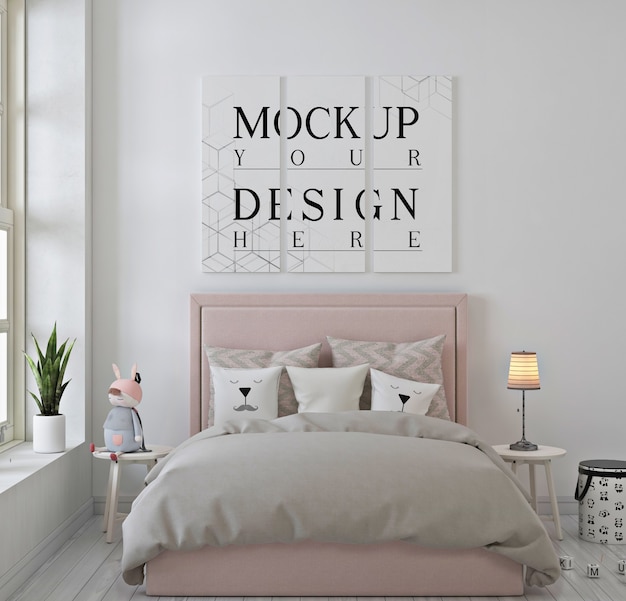 Download Premium PSD | Kids bedroom with mockup poster frame