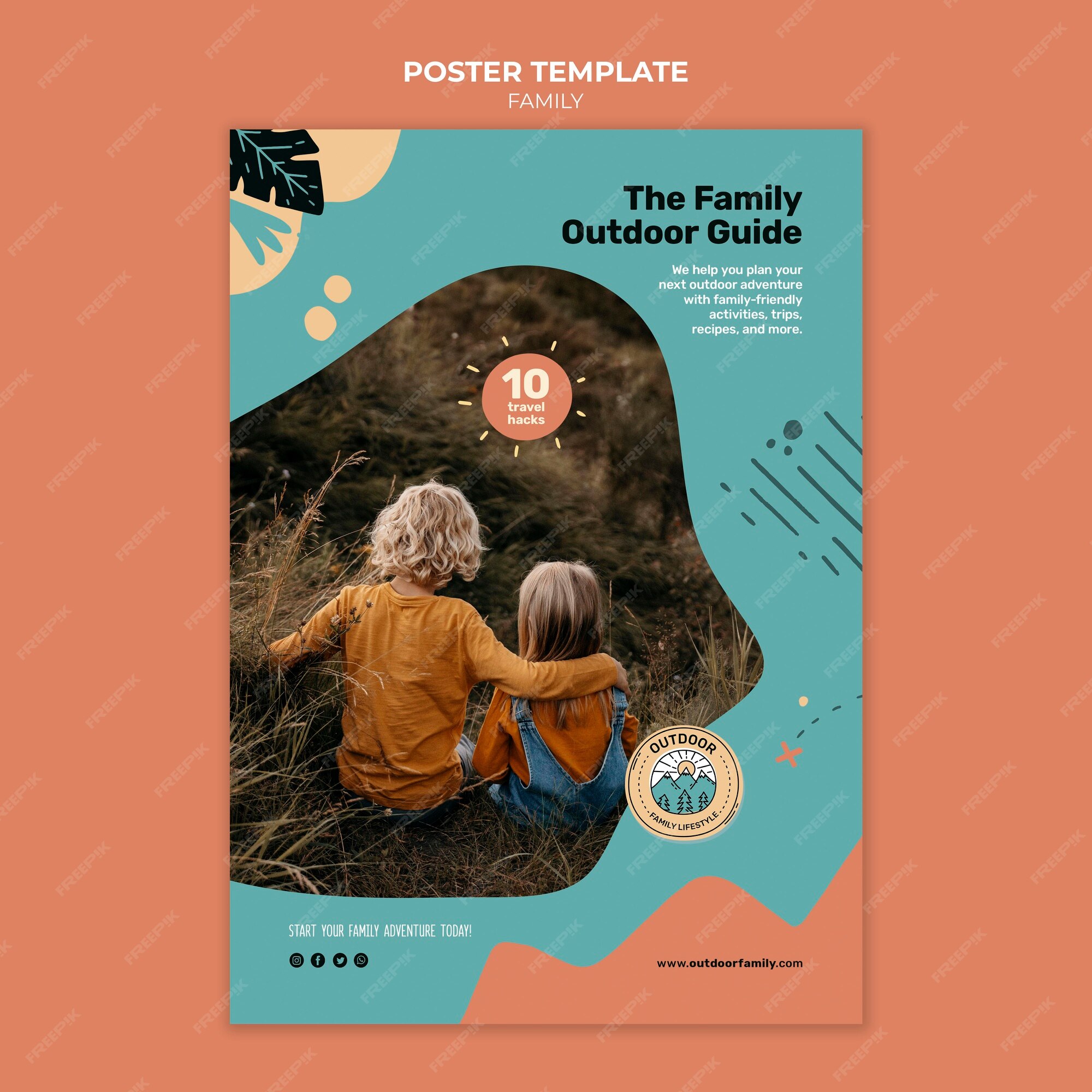 Free PSD | Kids and parents family poster design template