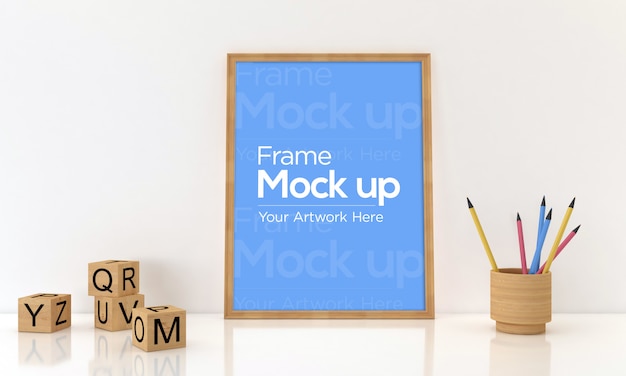 Download Kids photo frame laying on floor mockup design with ...