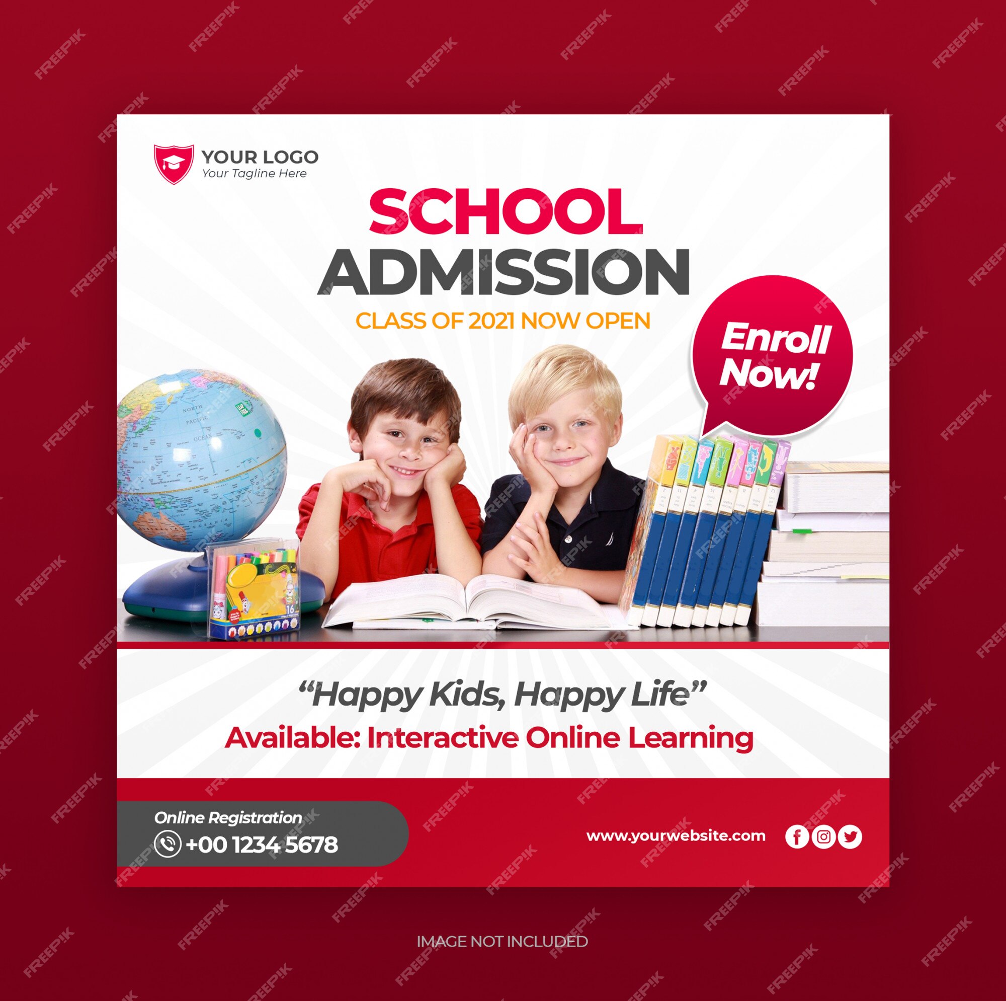 Premium PSD | Kids school education admission social media banner and ...