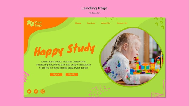 Free Psd Kindergarten Landing Page Template