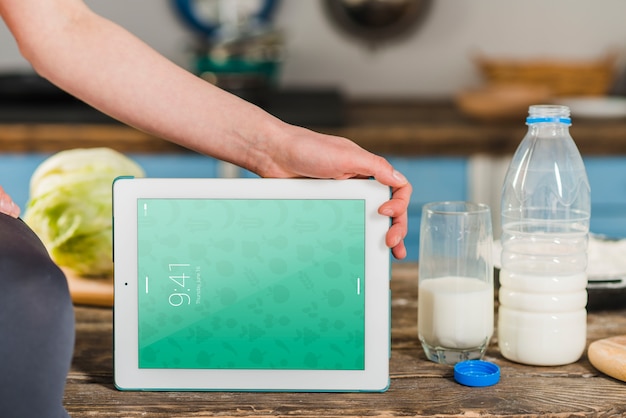 Download Kitchen mockup with tablet | Free PSD File