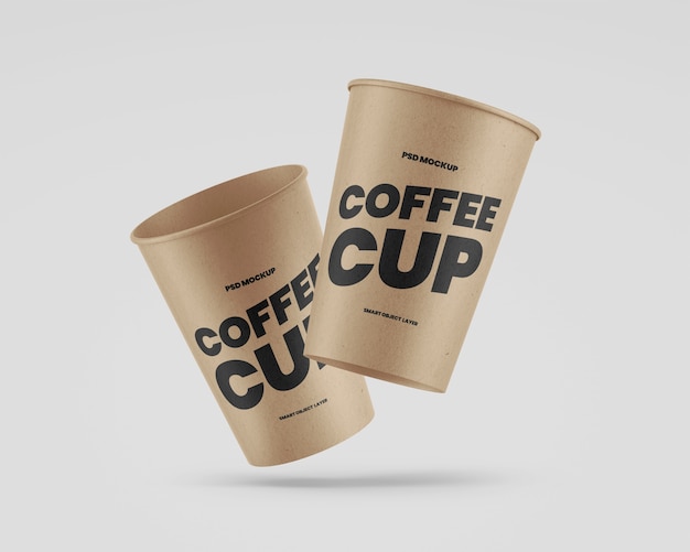 Download Premium PSD | Kraft coffee cups mockup